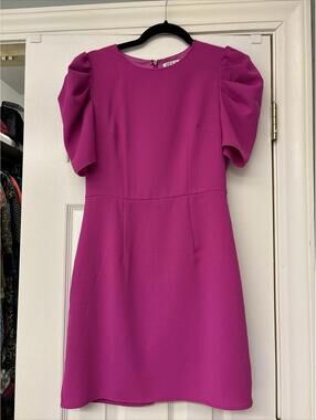 TCEC Hot Pink Puff Sleeve Sheath Dress. Size S. Party Cocktail Work Wedding.